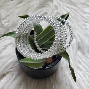 Clear Bead Bling Wire Wrap Bangle Bracelet